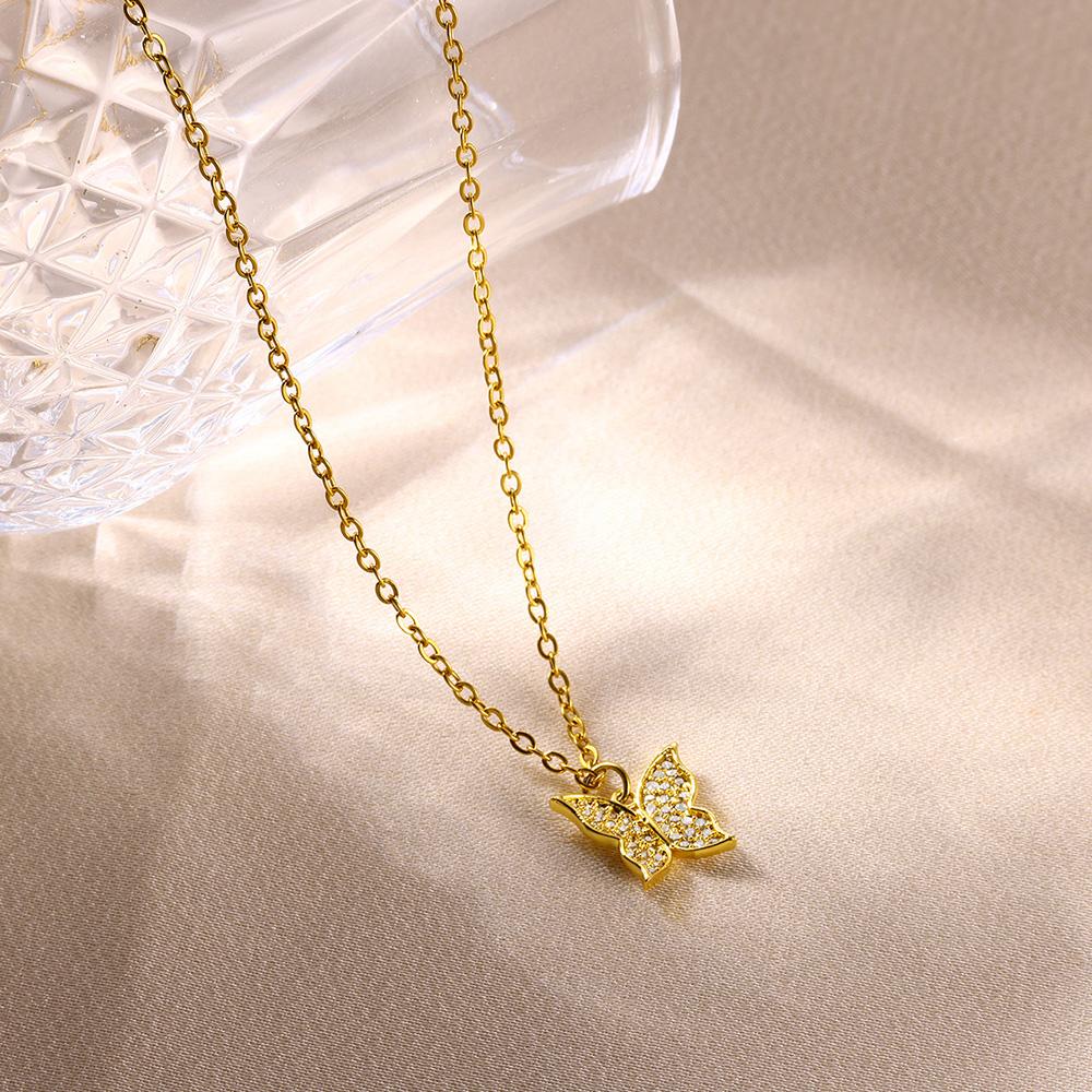 Imitation Pearl Pendant Necklaces For Women Stainless Steel Zircon Heart Charm Clavicle Chain Necklace Aesthetic Jewelry Gift
