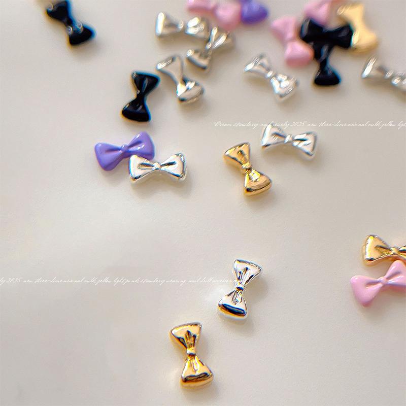 5Pcs Mini Alloy Bow Nail Charms 3D Bowknot Nail Art Decoration Accessories For Diy Manicure Korean Design
