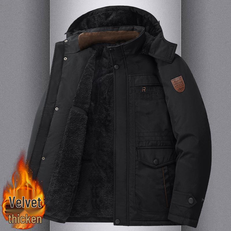 Men's Plus Size Winter Thick Velvet Cotton Jacket - Warm Anti-Cold Outerwear
