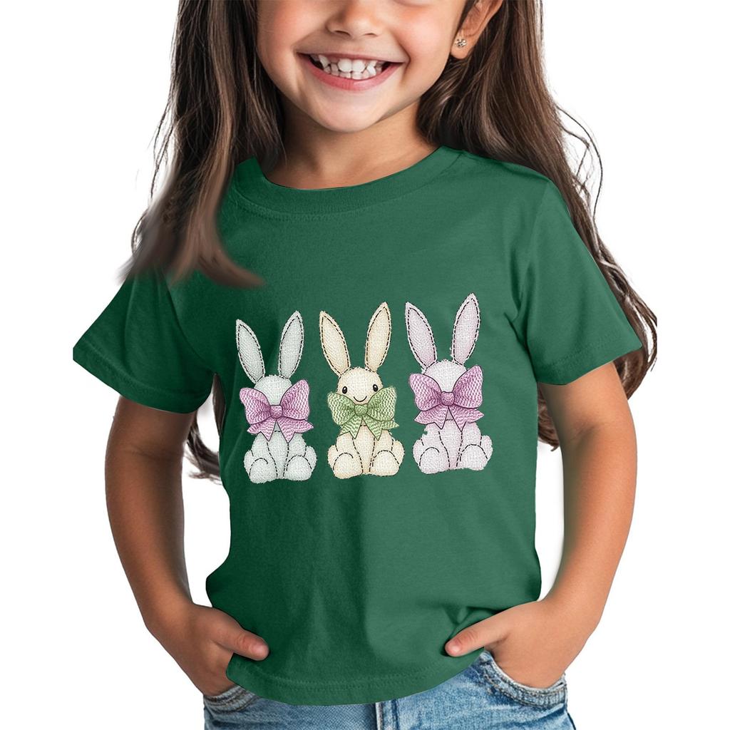 Children's Tops Boys Girls Easter Print Short-sleeved T-shirt Tops Bottoming Shirt
