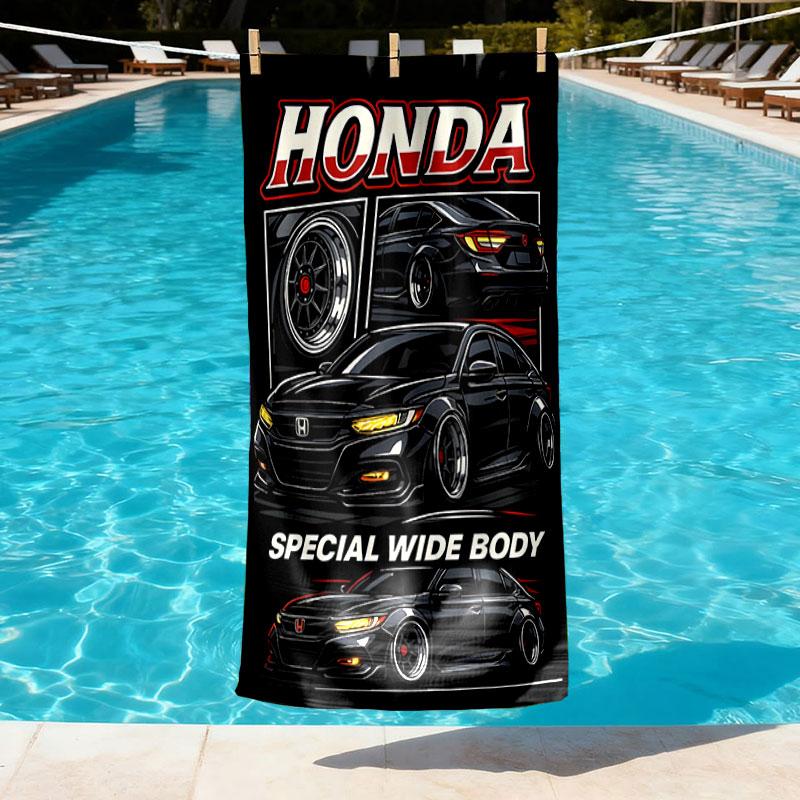 Honda Print Beach Towel Design, Soft, Lightweight. for Home Bathroom, Spa, Pool, Yoga, Surfing, Camping, Gift for Family, Friend