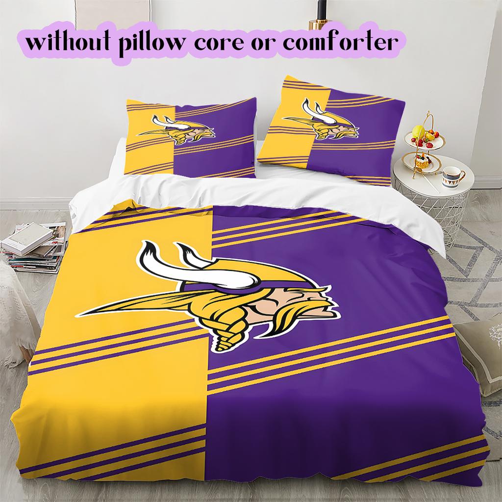 football Logo Pattern Bedding Quilt Set Quilt Cover Pillowcase Home Decoration Birthday Gift (1*duvet cover+ 2*pillowcase, without core)