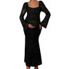 Maternity Dress Fall Winter Flared Sleeve Fitted Elegant Gown