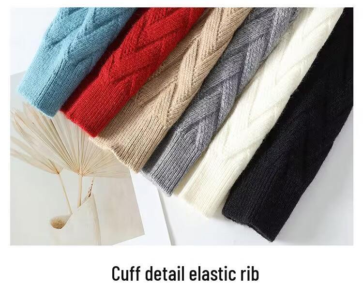 2024 Men's High Neck Diamond Pattern Knit Sweater - Winter Thickened Solid Color Pullover