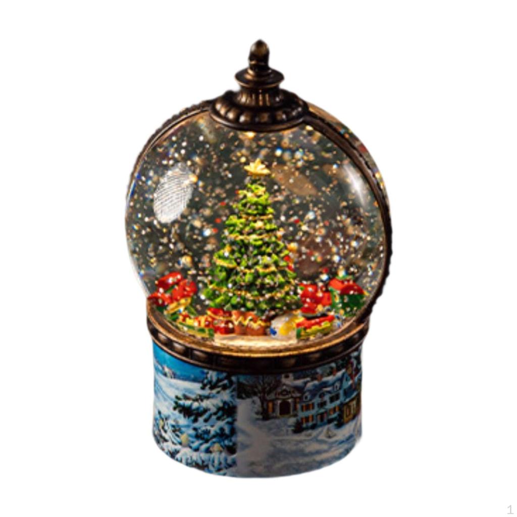 Christmas Snow Globe Decoration Luminous Xmas Decor with Light Music