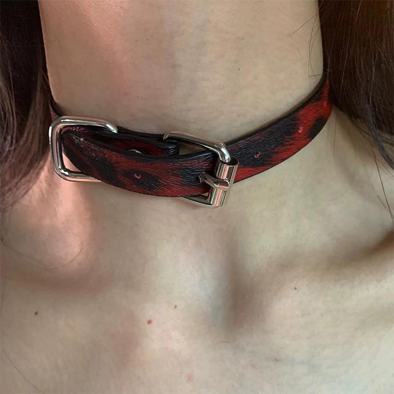  Girl Style Wine Red Leather Cross Choker Collarbone Chain Whitening Necklace