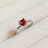 Korean Style Red Diamond Zirconia Cat Open Ring for Women - Fashionable and Sweet.