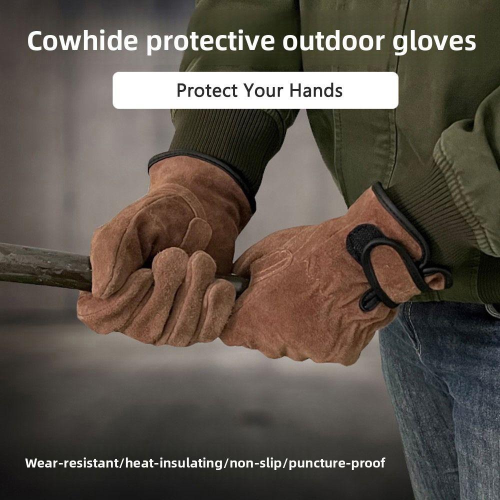 Cowhide Men's Work Gloves Thick Mechanic Glove Durable Heavy Duty Gloves Security Protection