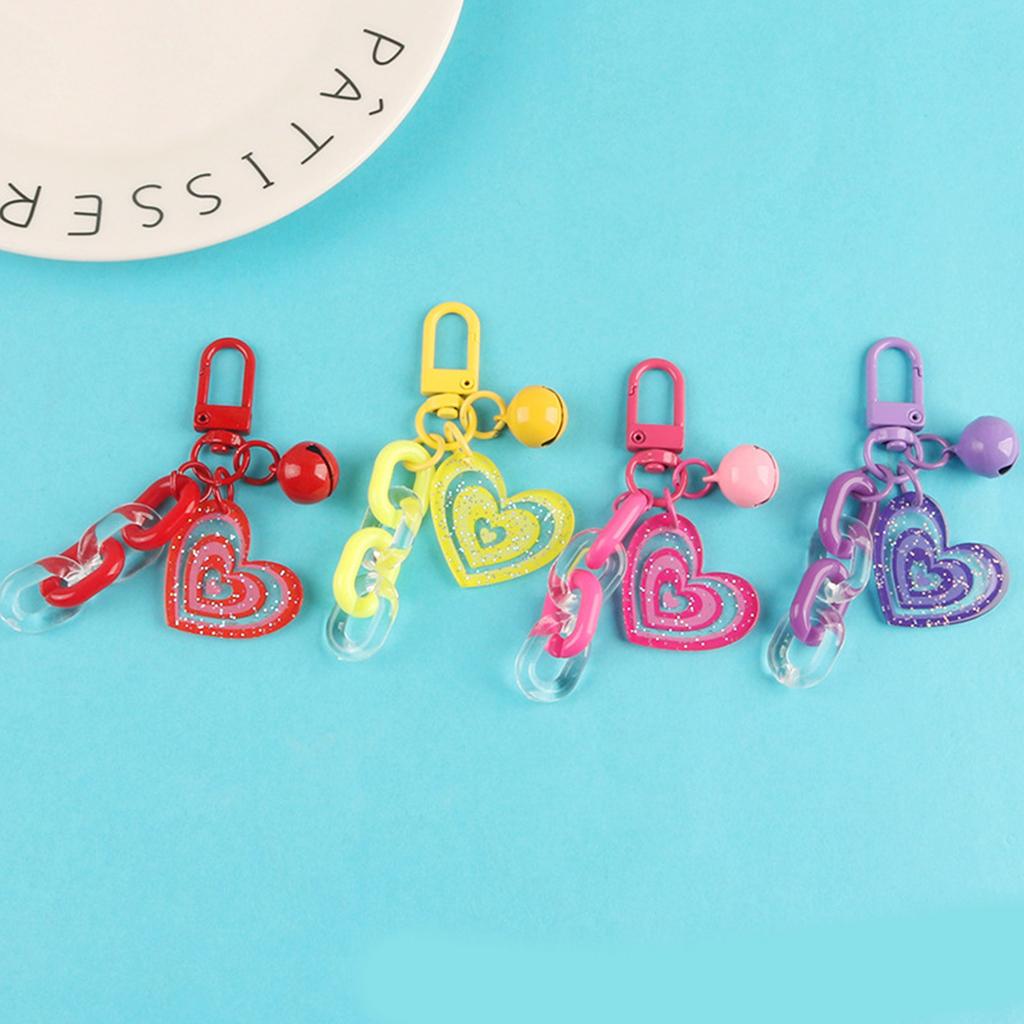 Sweet Acrylic Heart Pendant Keychain Plastic Link Chain Keyring Headphone Cases Charm Keys Holder for Purse,Handbag, Bag