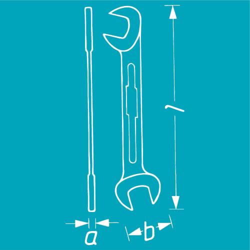 HAZET Double Open-End Wrench (Open-End Wrench), Silver, Ultra-Thin Jaw, 70mm Overall Length, 4mm Width, 2mm Thickness, 15 and 75 Jaw Position Angles