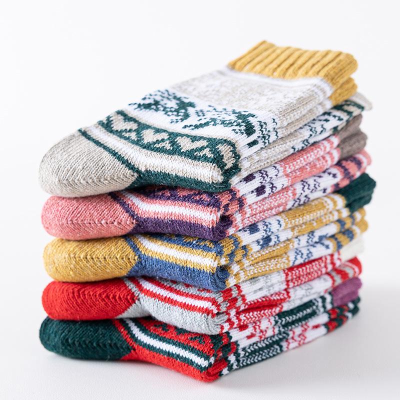 5 Pairs of Women's Winter Thick Line Elk Warm Rabbit Wool Stockings