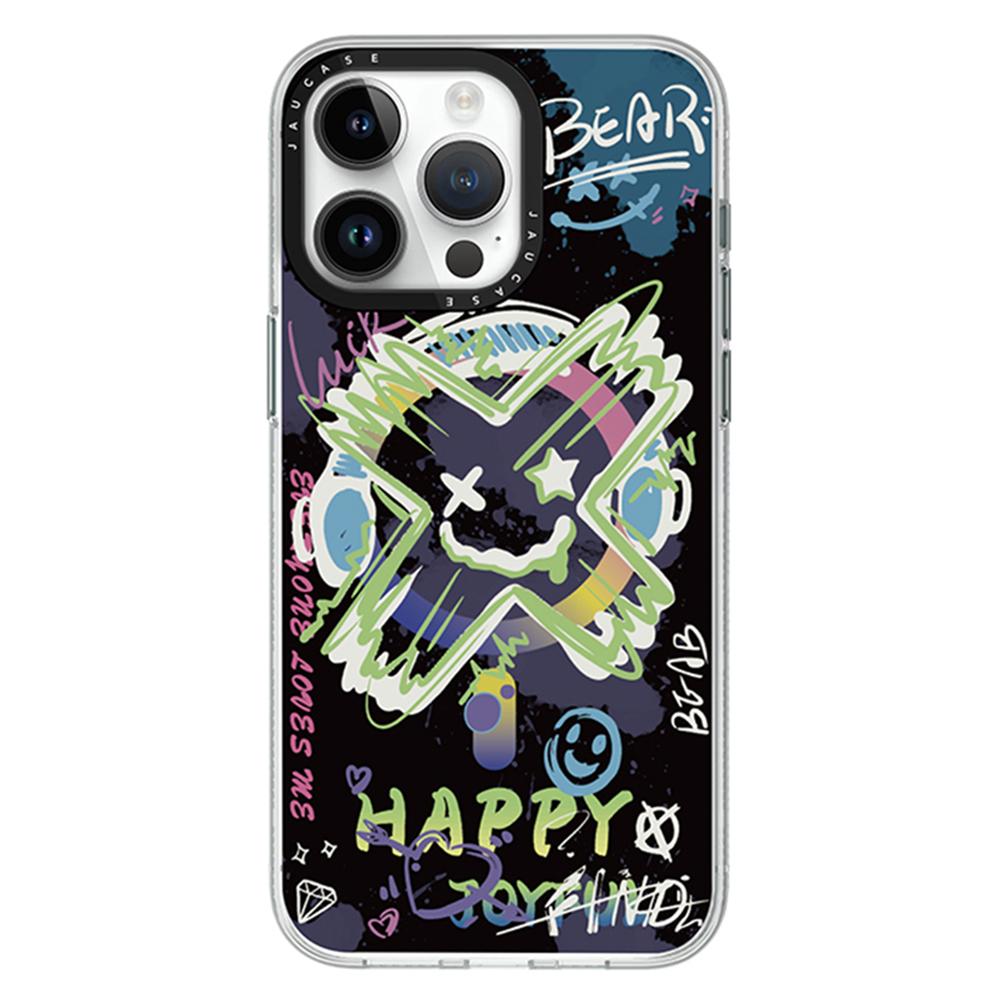 

JAUCASE For iPhone 14 Pro Max Magnetic Phone Case Graffiti Pattern PC+TPU Anti-Drop Cover A