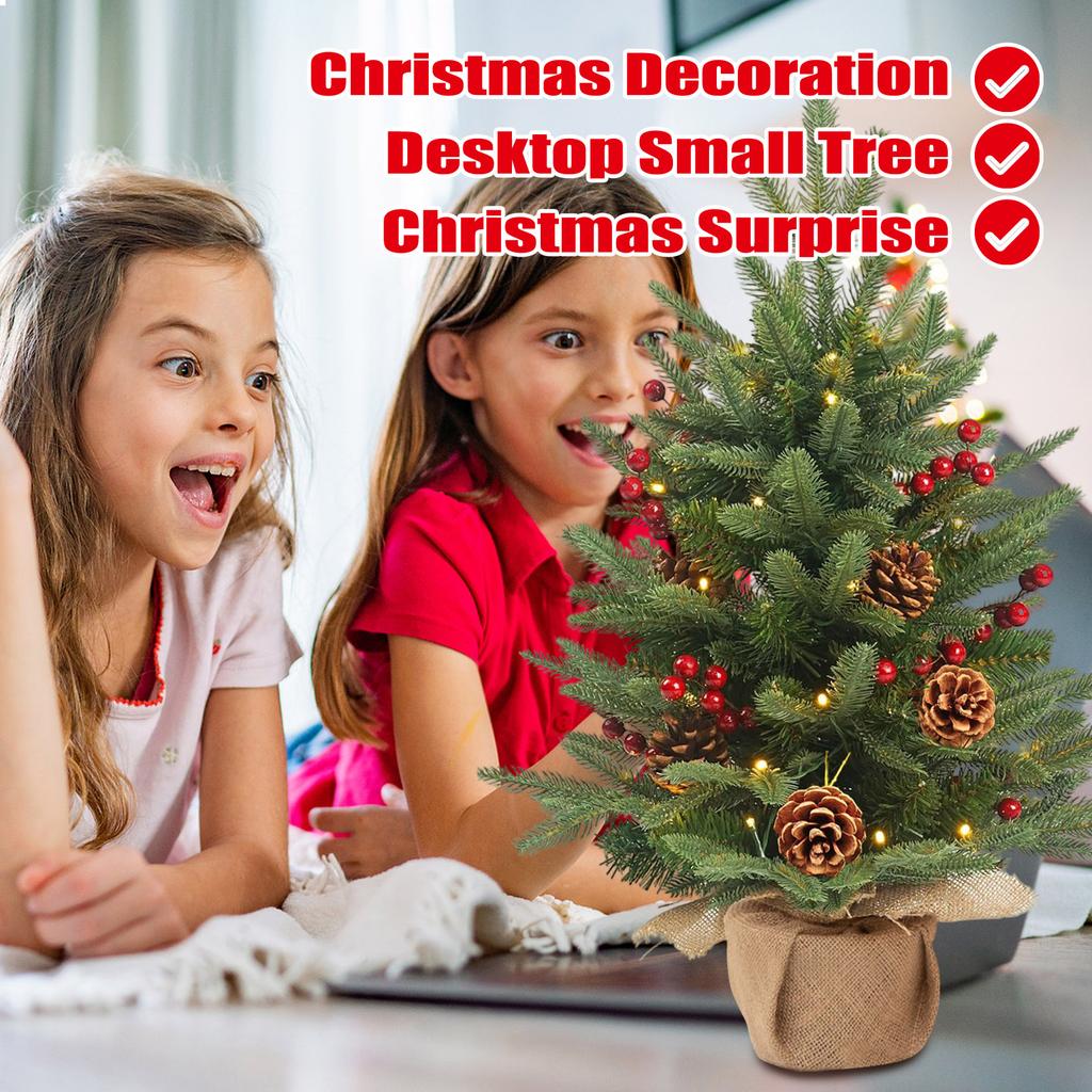55cm Artificial Christmas Tree Desktop Small Tree PE Christmas Decoration Xmas Tree Ornaments Pine Cone Christmas Trees
