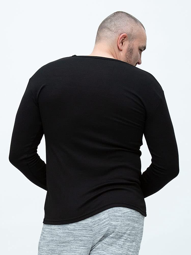 CLUB Sakazen Super Warm Stretch Long Sleeve Size 8L B&T Men's Heat-Relieving V-Neck Undershirt, Black,