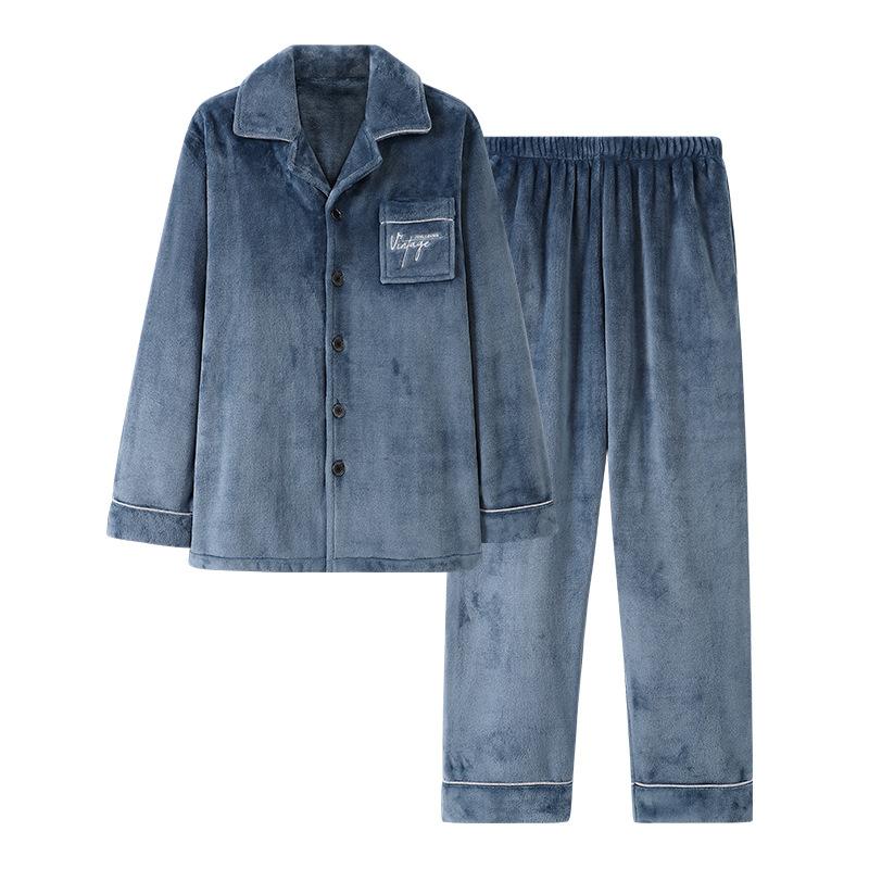 Couple Pajamas Women'S Autumn And Winter Models Fleece Thickened Flannel Warm Coral Fleece Loungewear Men'S Suit