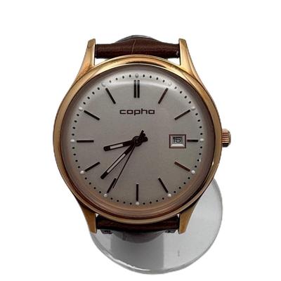Schlanke Klassische 40 Limitierte Analoge Quarzuhr mit Offiziellem Braunem Lederarmband für Herren, Schlank, Leicht, Einfach, Edition, Uhrwerk, Importiert,