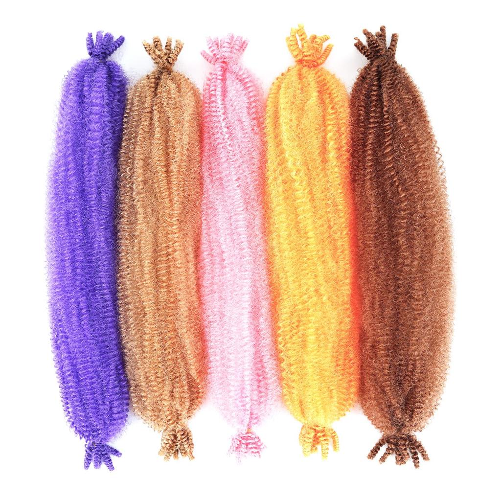 Springy Afro Twist Black Synthetic Crochet Hair Marley Twist Curly Braiding Hair Extensions DIY Wigs For Women Ladies
