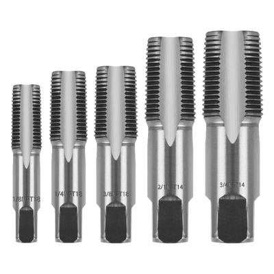 5ks NPT závitníků 1/8" 1/4" 3/8" 1/2" a 3/4" s pouzdrem Uhlíková ocel Pro čištění nebo přeřezávání poškozených závitů