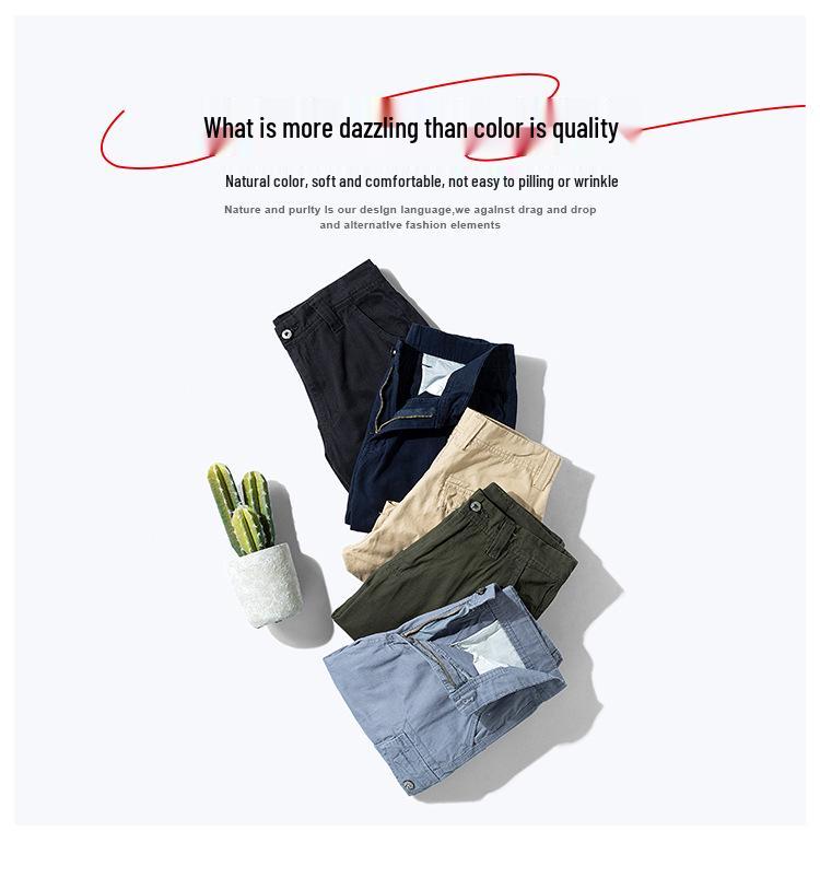 Men's Plus Size Cargo Shorts: Loose-Fit, Mid-Length, Multi-Pocket, Pure Cotton, Breathable, Casual.