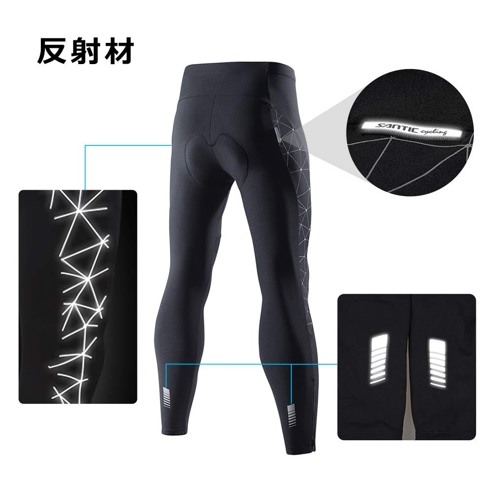 Santic Cycling Cycling Cycling Racer Road Bike Cycling with 3D Winter Size L Men's Pants, Tights, Pants, Pants, Shorts, Fleece-Lined Pad, Wear, Black,