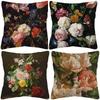 Klassischer Ölmalerei-Stil Blumen beidseitig bedruckter Kissenbezug Kurzer Plüsch Geeignet für Wohnzimmer Zierkissenbezug