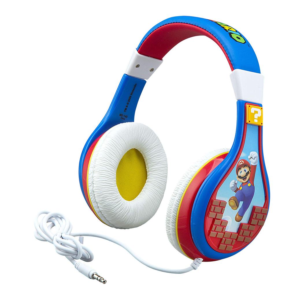eKids Super Mario Headphones for Kids, Earphones, Music, Kids, Mario Characters, Volume Limiter, KIDdesigns