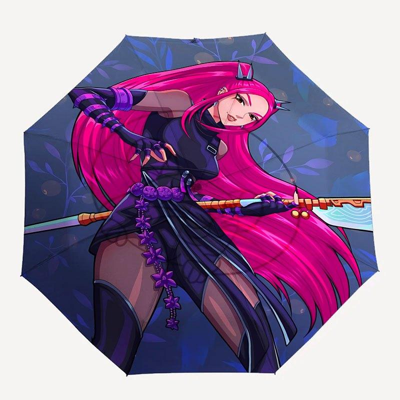 

1pc K-POP hunter X Automatic Opening/Closing Umbrella with Convenient Three-Fold Design, 8 Iron Ribs - for Outdoor Daily Use, Travel A55