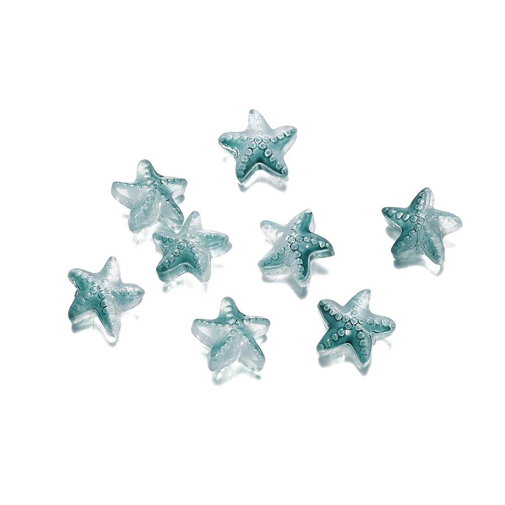 10/20Pcs/Lot 15*15.5mm Glass Starfish Shape Charm Small Loose Beads for DIY Jewelry Making Earrings Bracelet Wholesale