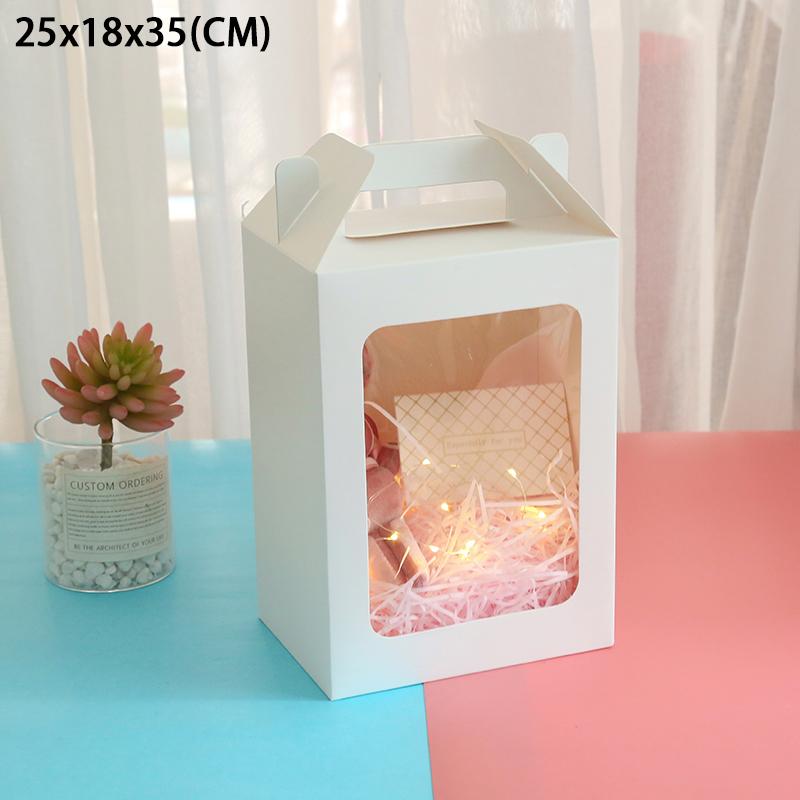 Tote Bags Gift Boxes Holiday Transparent Window Display Stylish Packaging Gift Kraft Paper Bags