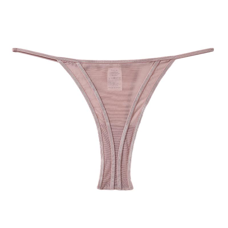 Seamless Ice Silk Briefs Breathable Cotton Bikini Panties T-back Thong Sexy Low Waist Women Underwear Cotton G-String Underpants Femlae Lingerie