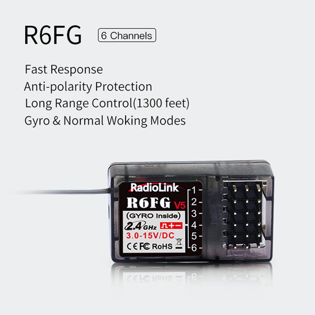 Radiolink R6FG V5 2.4G 6CH FHSS Receiver Gyro Inside for RC6GS V2 RC4GS V2 T8S T8FB Remote Control Transmitter