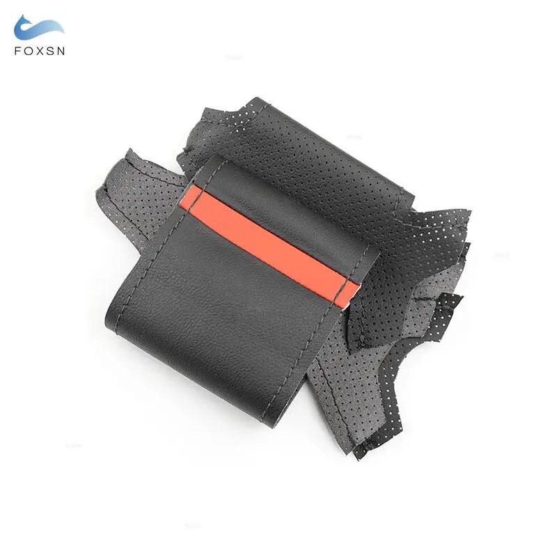For Ford Focus 3 2012-2014 C-MAX 2011-2014 KUGA Escape 2013-2016 Hand-stitch Car Steering Wheel Cover Perforated Leather Trim