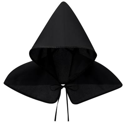 Vintage Hooded Short Cape Unisex Medieval Witch Wizard Cloak Hat Cosplay Costumes Halloween Party Shawl Fancy Dress