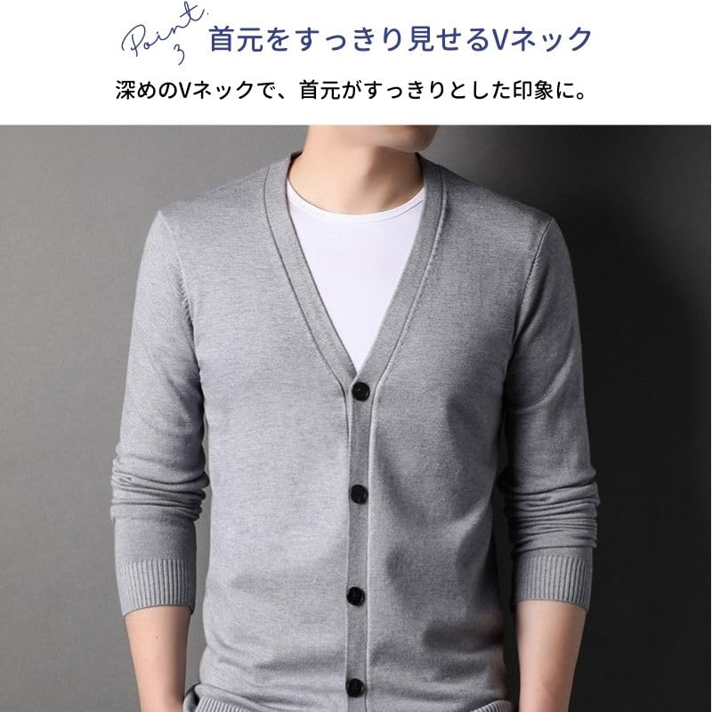 Business Knit Cardigan for EMY-li Men's Fall/Winter (Camel, XL)