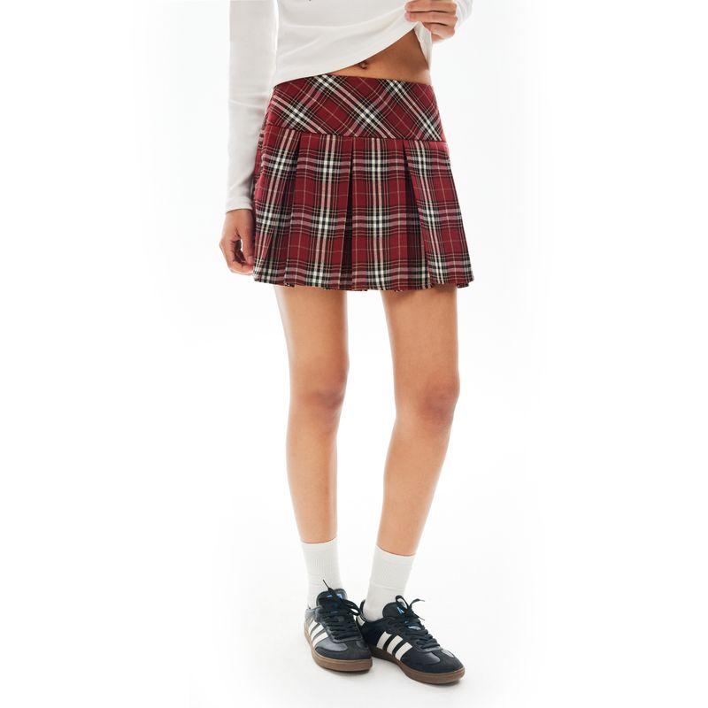 

Yescci Pleated Skirt Red Pattern Skirt College Red M