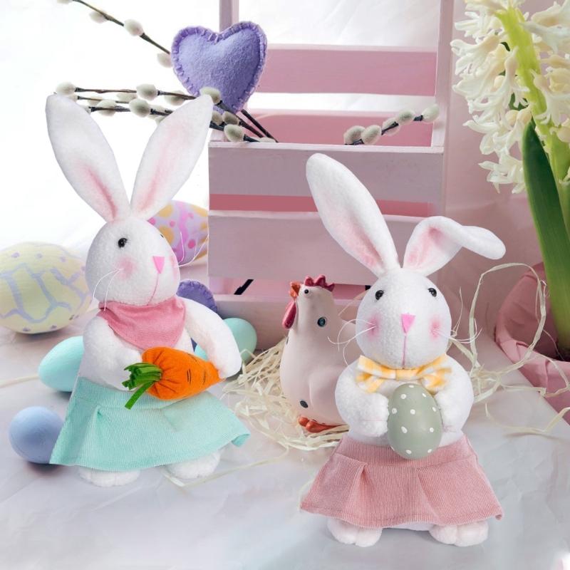 Decorazioni Coniglio Giorno di Pasqua con Uova, Bambola Gnomo Peluche Fatta a Mano Ornamento da Scrivania Regalo per Giorno di Pasqua per Bambino Adulto