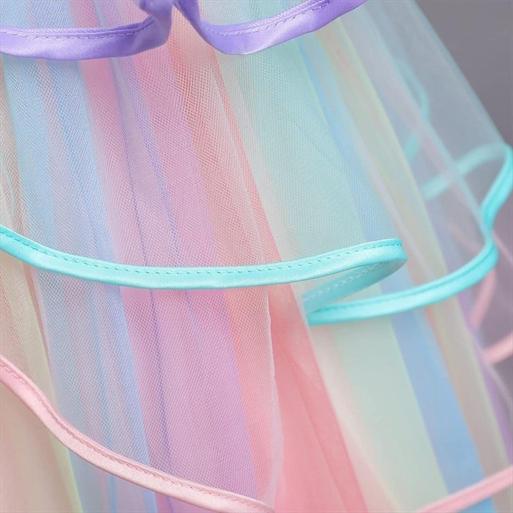 Dress Rainbow Princel Unicorn Girls Halloween Cosplay Costume Princess Party Event Birthday Wedding Photo Shoot Studio Photo Props [Misia Luxury]