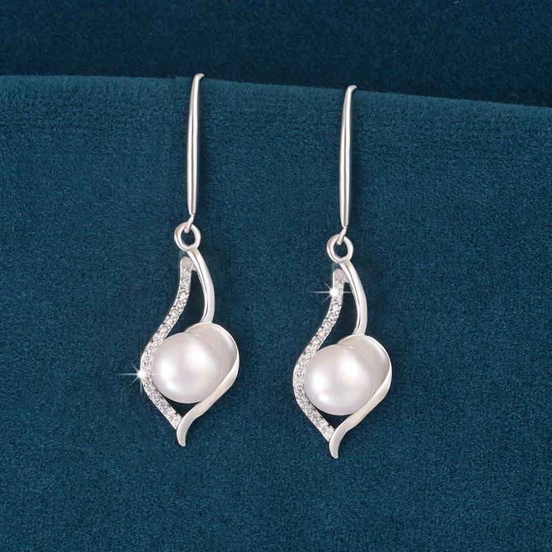 S925 Sterling Silver Baguette Pearl Dangle Earrings for Women - High-End Fashionable Water Drop Slimming Design (2026)