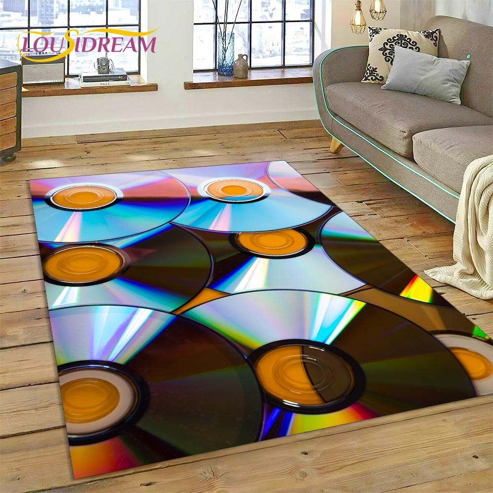 Vinyl Record Music DJ Screen Tape Rug Carpet for Living Room Bedroom Home Decor,Floor Mat Non-slip Decoration for Sofa Doormat