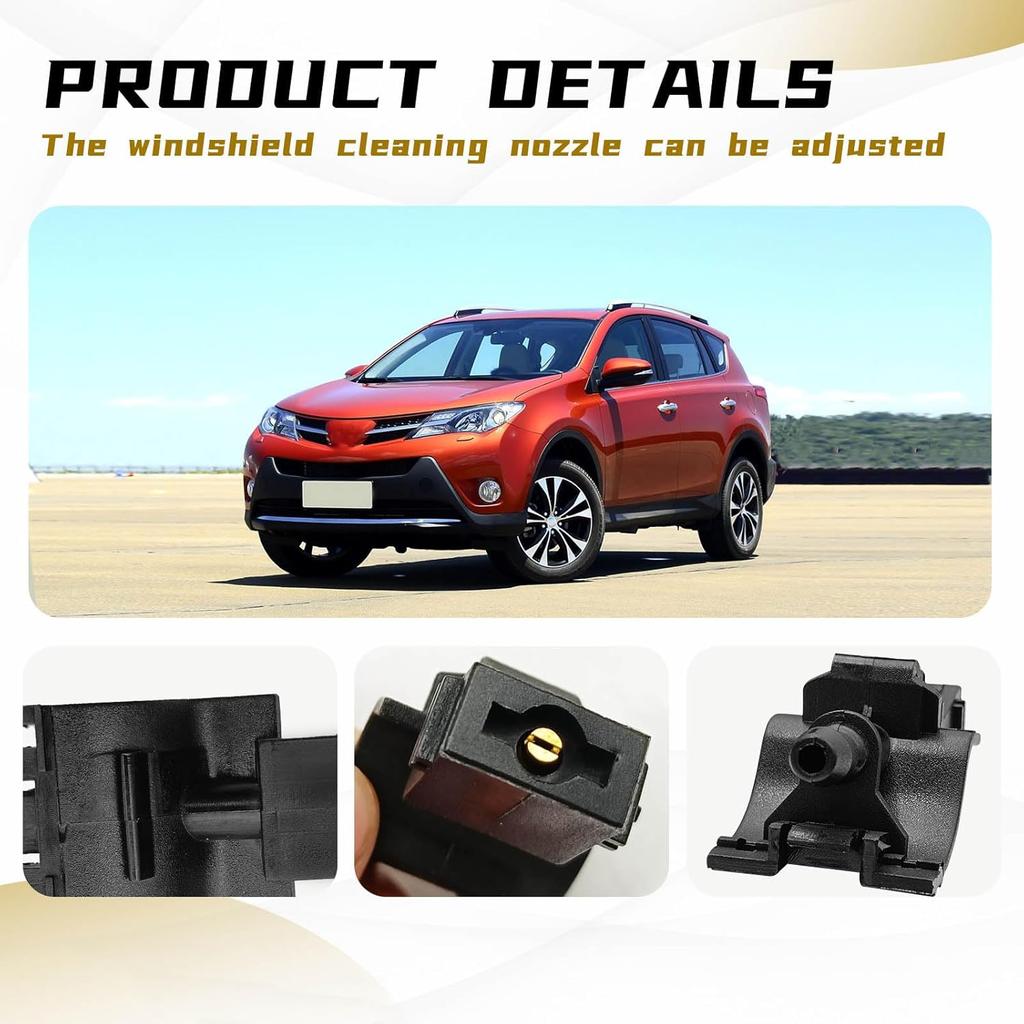 2 pcs Windshield Washer Nozzles, Compatible with Toyota RAV-4 2006-, Corolla 2006-2014, Camry 2018-2025, Lexus ES250 -2024, GX460 2010- etc, Replace