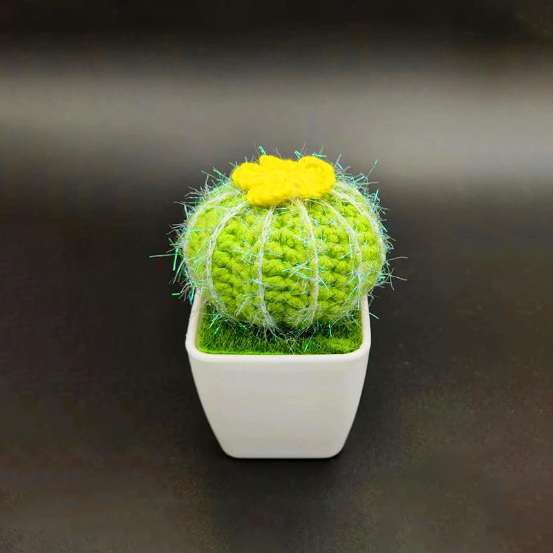 1PC Kreative Mode Kaktus Topf Hand Gestrickte Desktop Ornament Simulation Bonsai Woven Geschenk