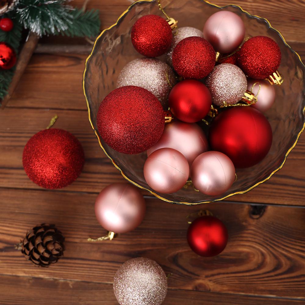 44-Piece Christmas Tree Ornament Set: Glittered Christmas Balls In Gift Box