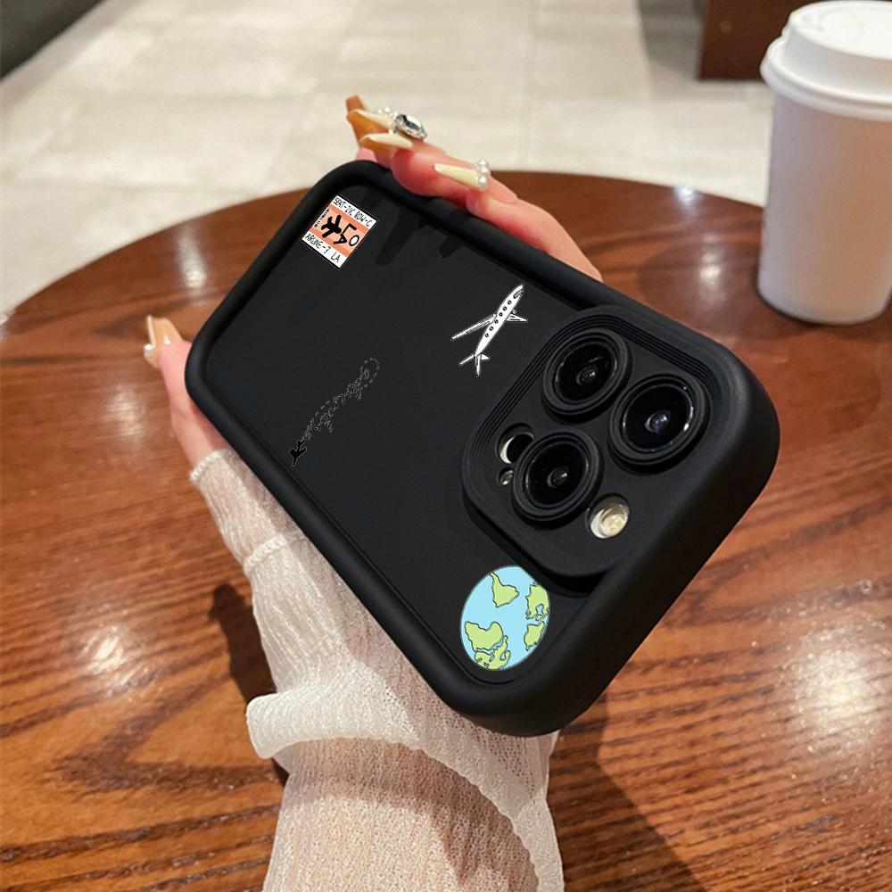 N68 Airplane flight trajectory art Soft Angel Eyes Phone Cases for Samsung A54 A34 A14 S23 S24 Ultra S20 FE Xiaomi Redmi Note 13 12C Shockproof Cover