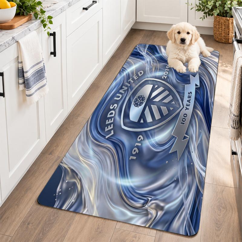 Flannel Kitchen Mat Leeds United Football Soft Area Rug Non Slip Floor Carpet Home Decoration
