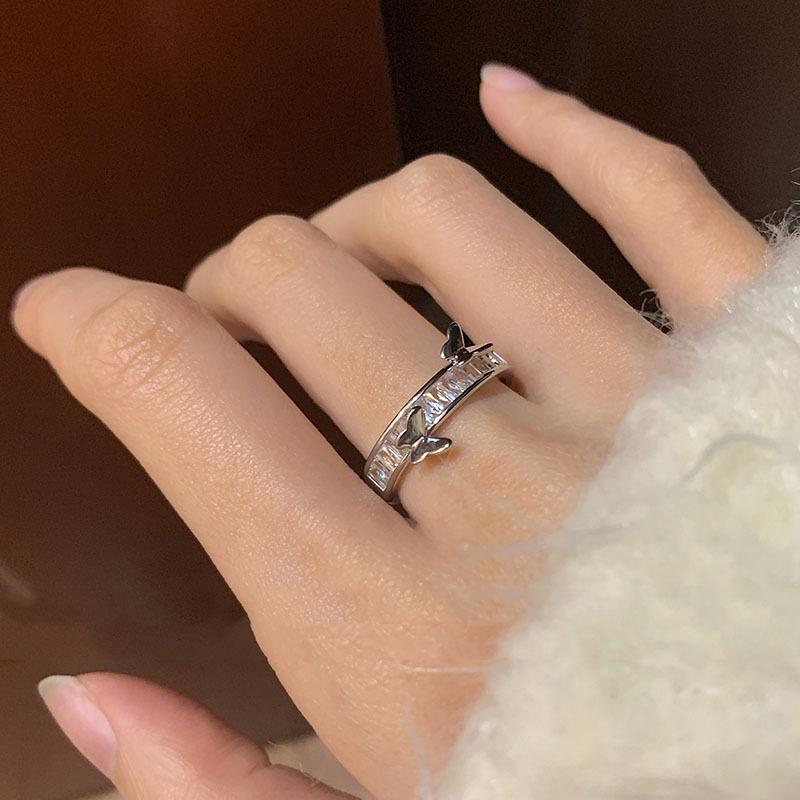 Personalized Round Circle Open Ring Versatile Fashion Zircon Index Finger Ring Geometric Combination Set