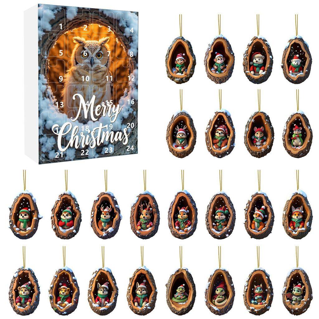 Christmas Countdown Advent Calendar With Acrylic Tree Hole Animal Decorations For Holiday Parties And Giftgiving