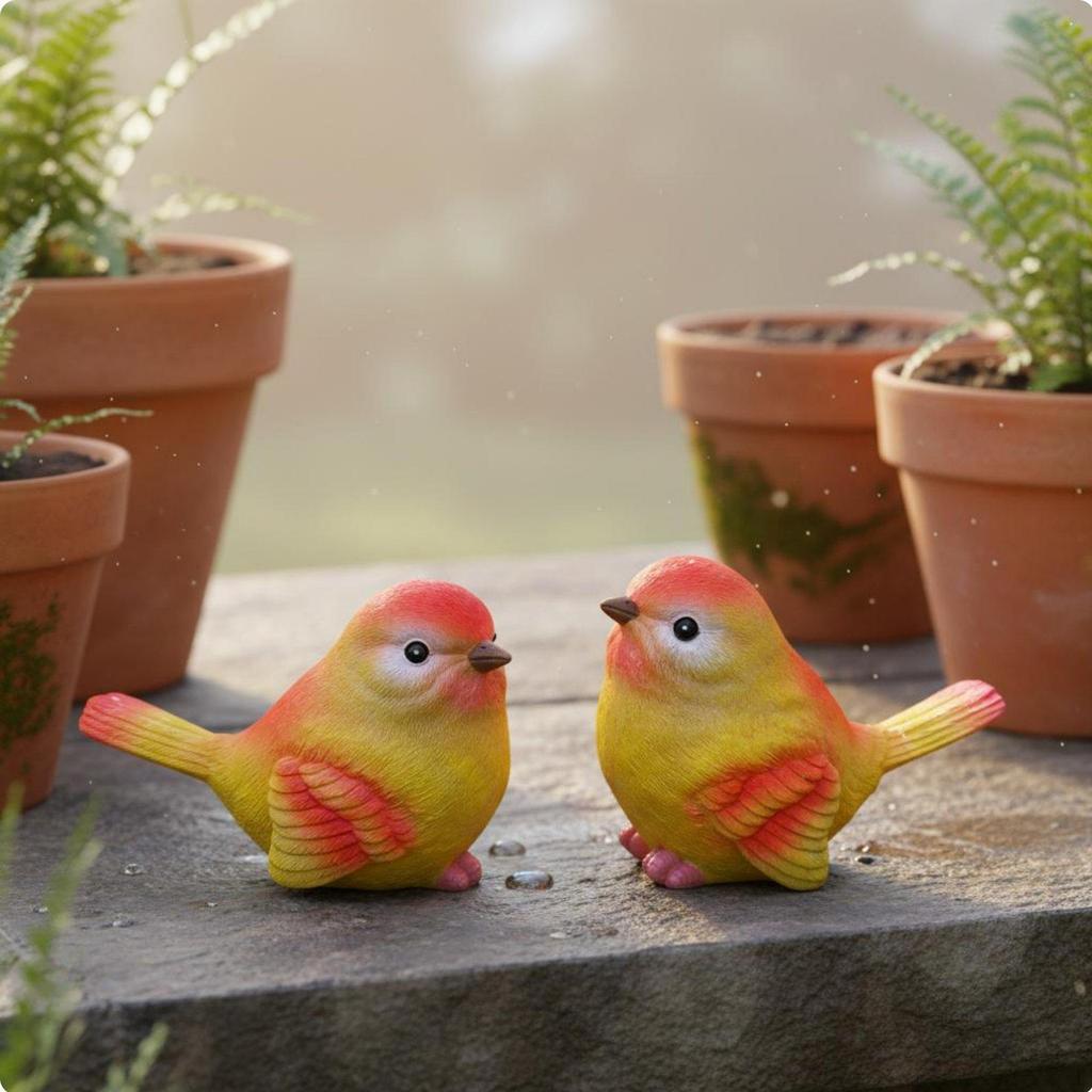 Resin Bird Ornament Indoor Outdoor Mini Figurine Cute Animal Shape Micro Landscape