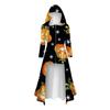 Mode Damen Tops Halloween Langarm Lange Kapuze Vintage Reißverschluss Cape Lose Kleider
