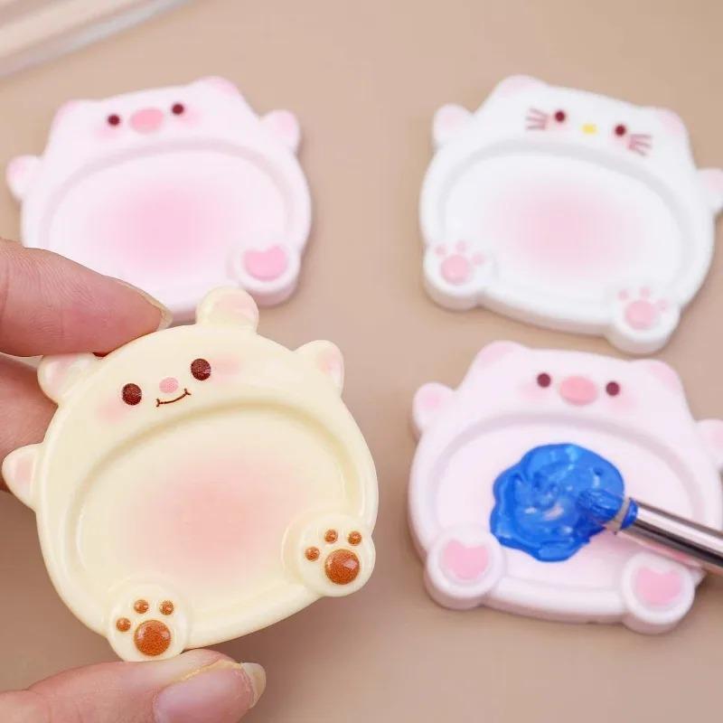 Cute Cartoon Pig Cat Palette DIY Mini Portable Nail Art Palette Manicure Organization Nails Polish Templates Painting Boards