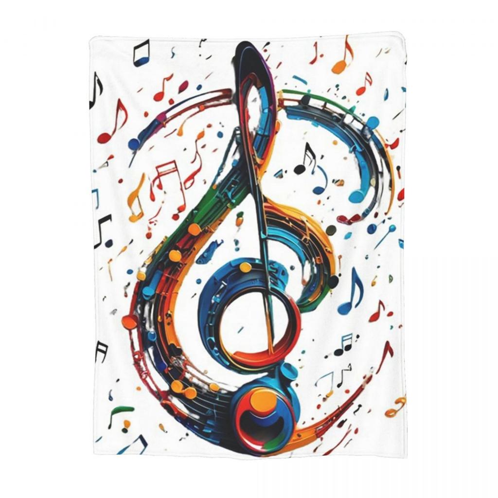 Colorful Musical Note Music Score Blankets Throw Blanket Multi-function Throw Blankets for Home Bedroom Throws Bedspread Quilt